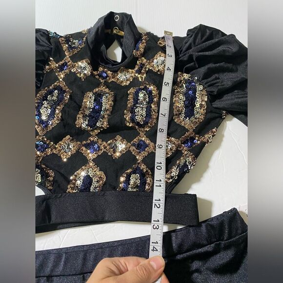 Revolution 10th House Dance Costume 2 piece black sequin BIONIC TH23116 SA - Picture 12 of 16